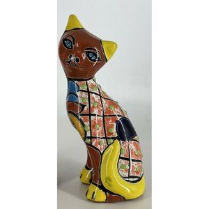 Mexican Painted Cat Red Clay  6.5 “ Tall
